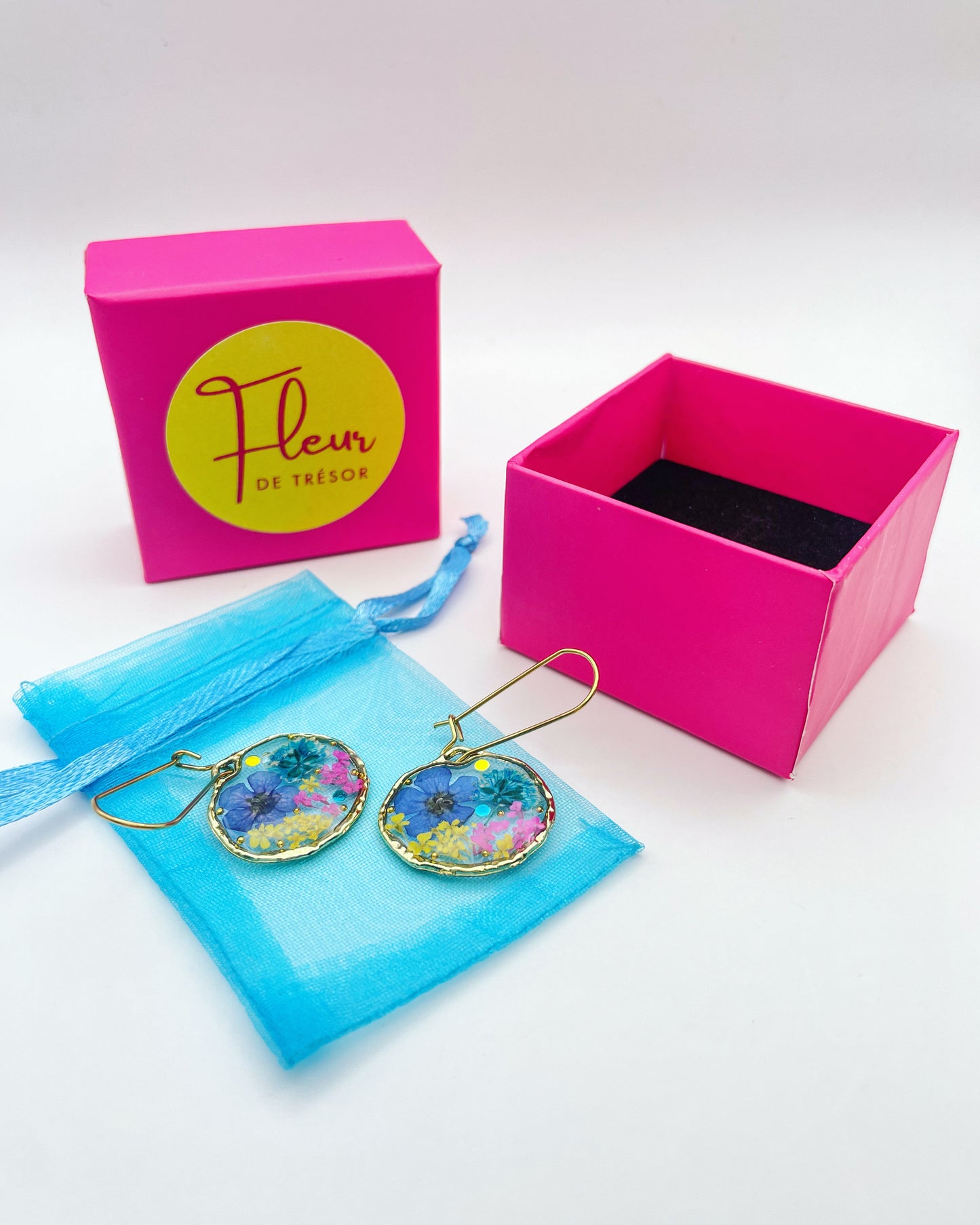 Small disco dangle earrings plated in real gold