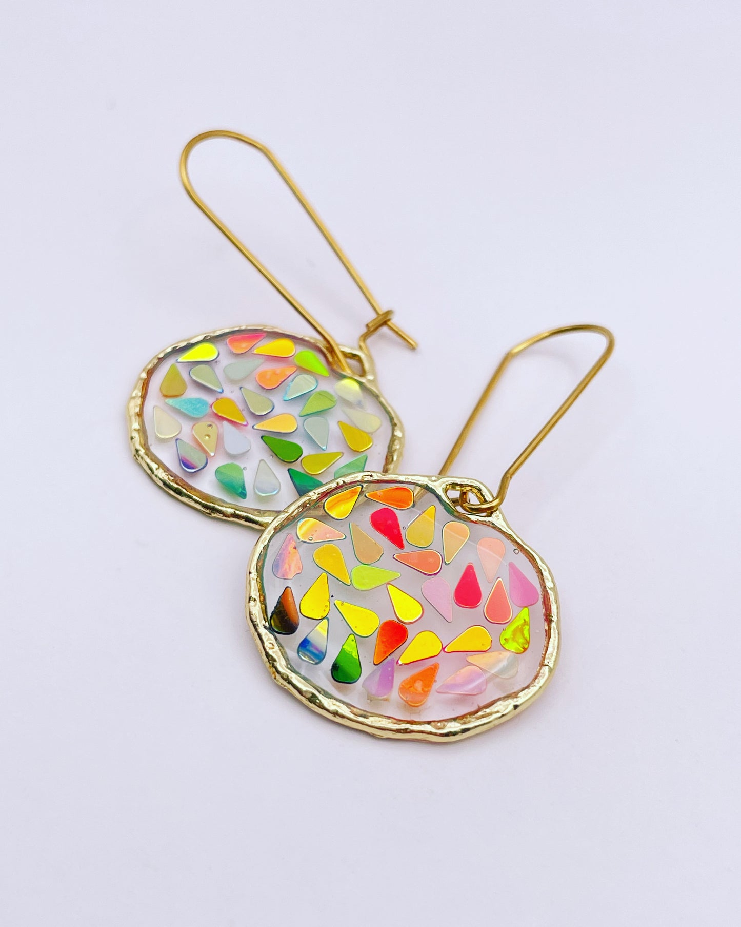Small disco dangle earrings plated in real gold