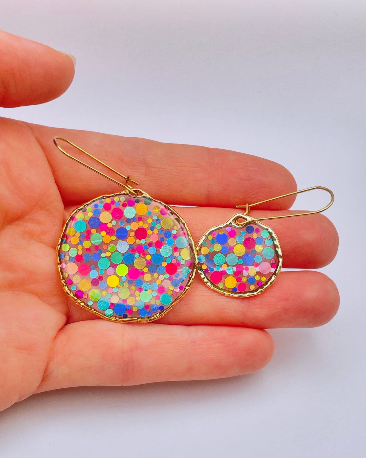 Small disco pendant necklace with colourful sparkles