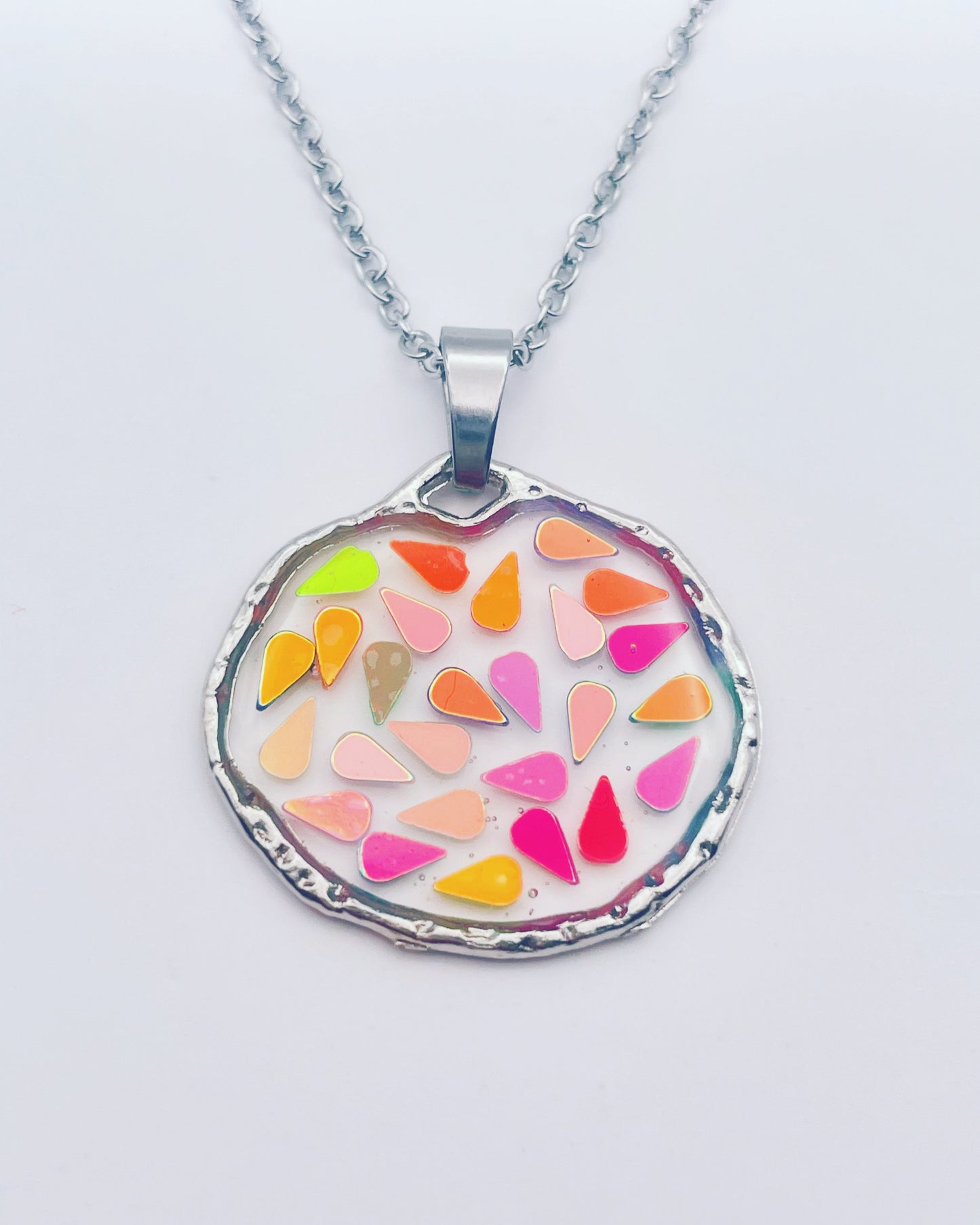 Small disco pendant necklace plated in real gold