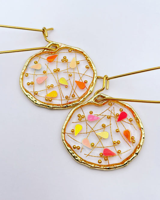 Small disco dangle earrings in gold or silver