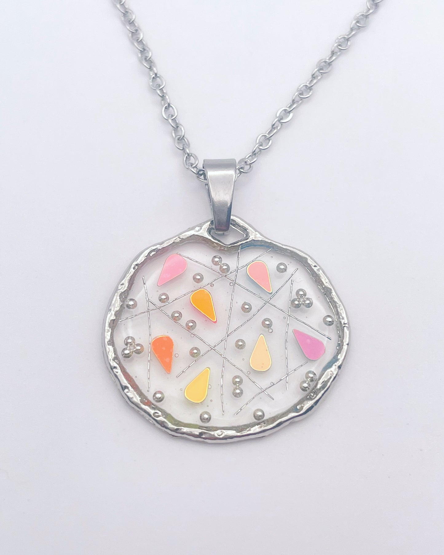 Small disco pendant necklace in gold or silver