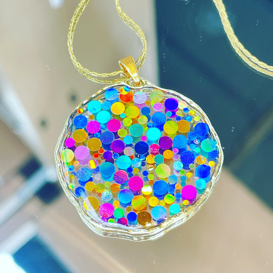 Medium disco necklace with colourful sparkles