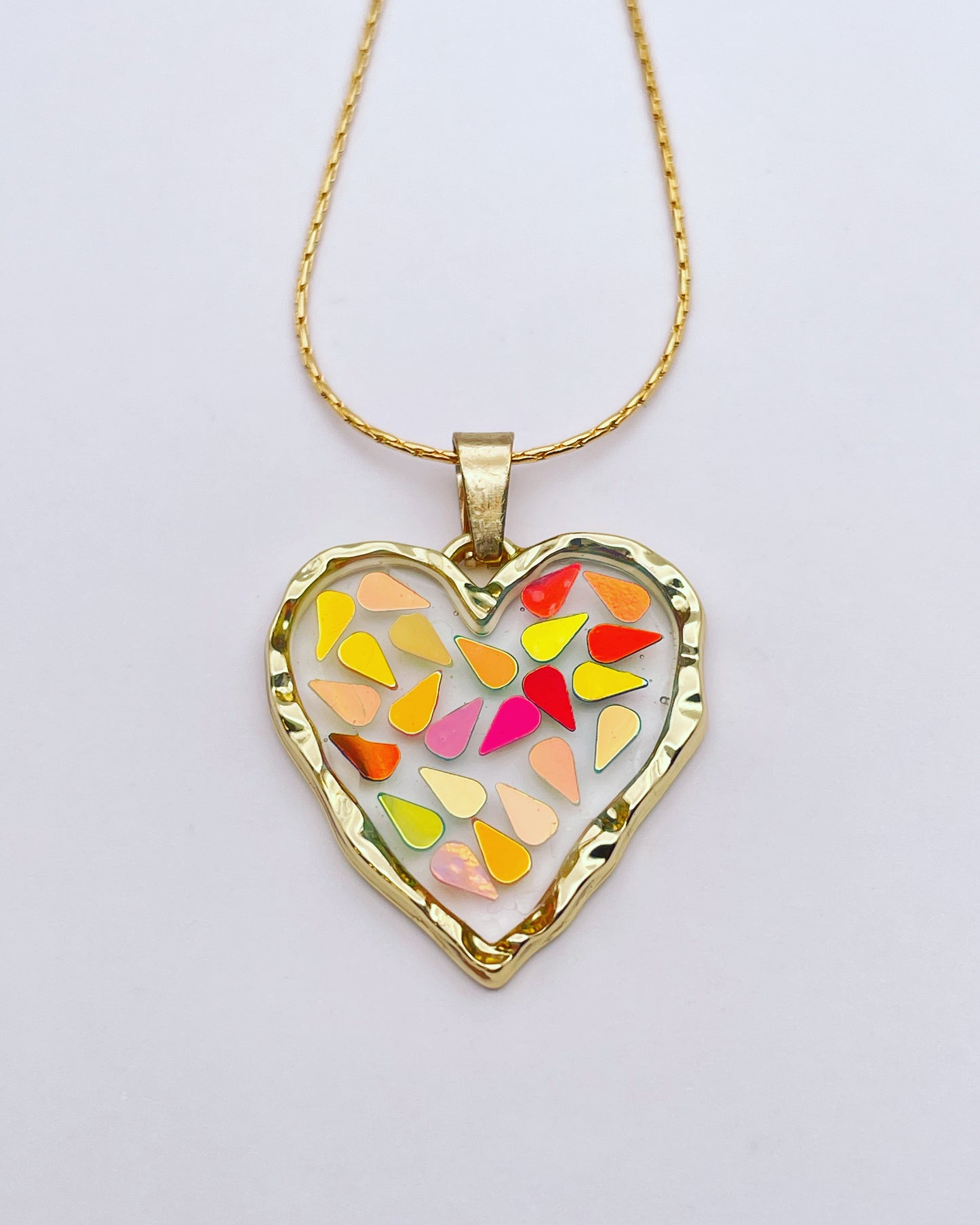 Disco heart pendant necklace plated in real gold