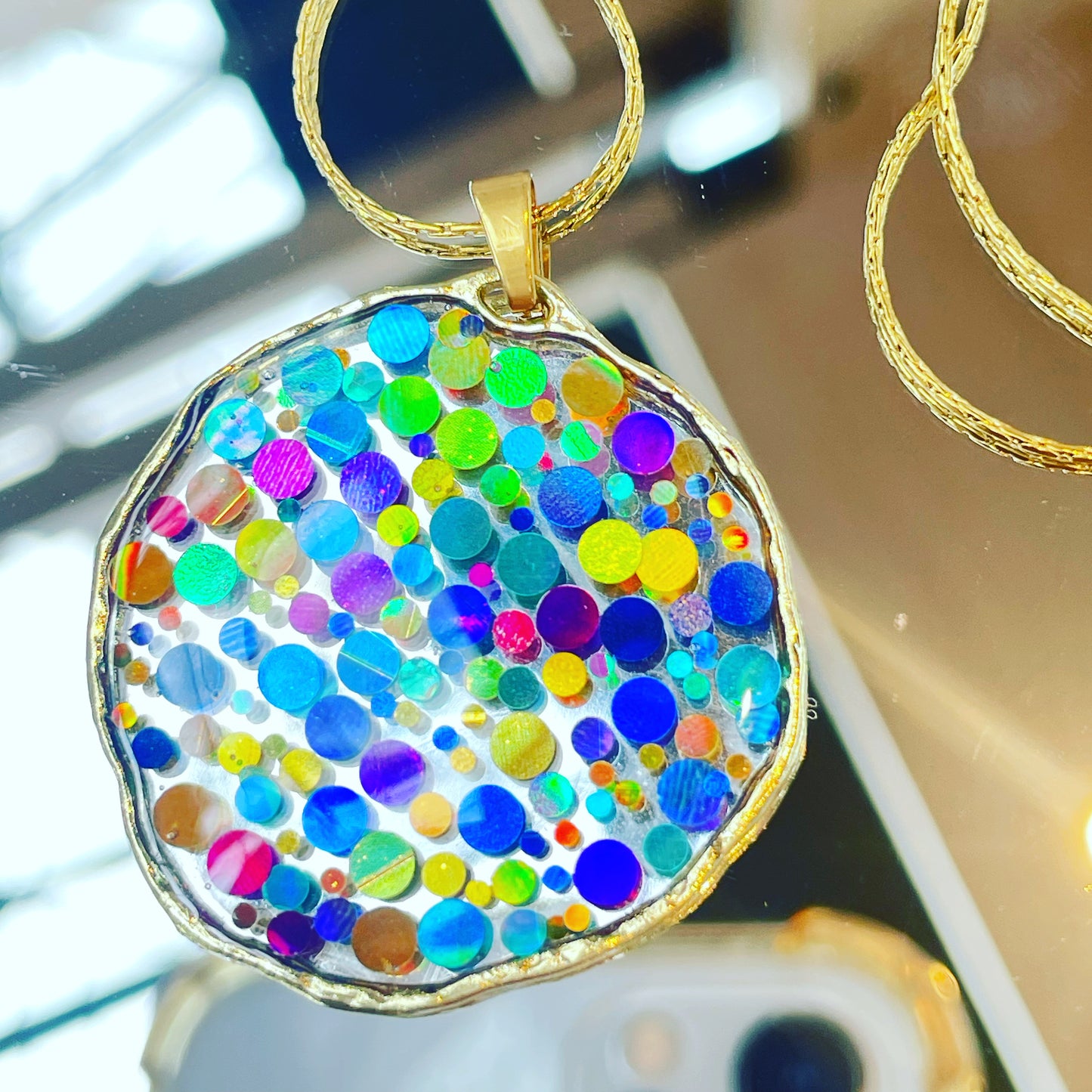 Medium disco necklace with colourful sparkles