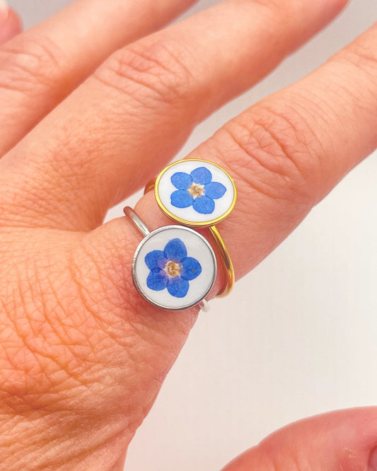 Round ring with forget-me-not 10mm