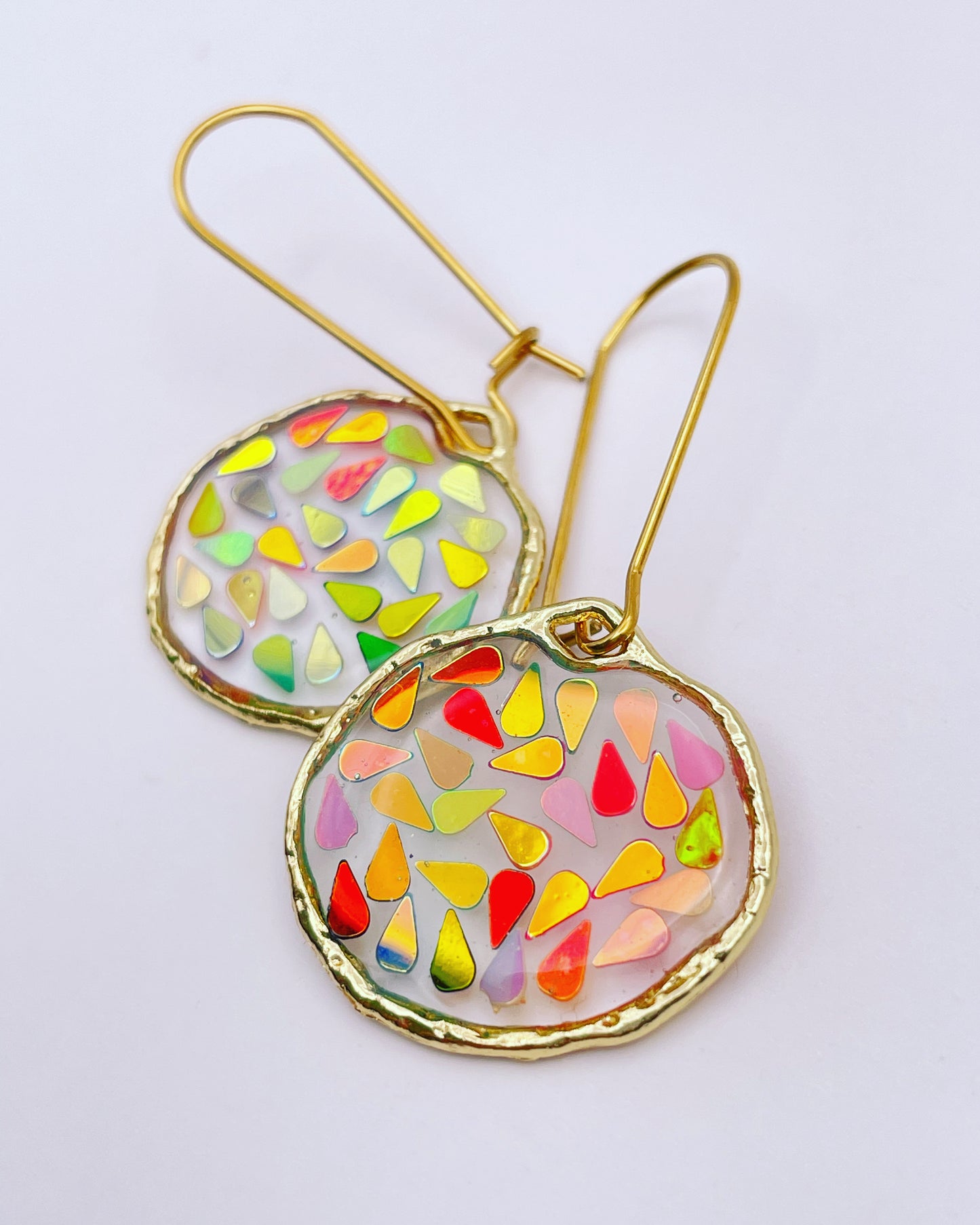 Small disco dangle earrings plated in real gold