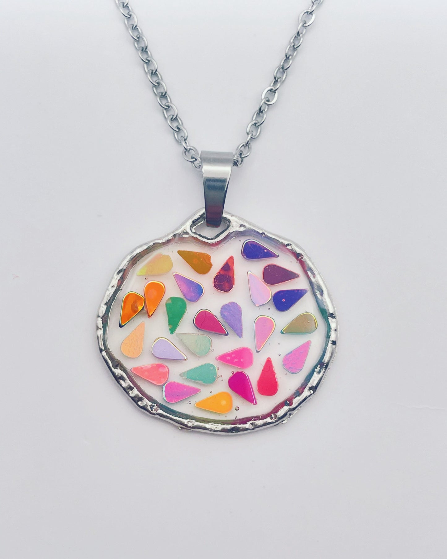 Small disco pendant necklace plated in real gold