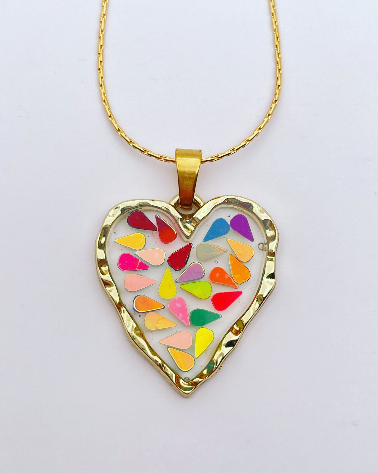 Disco heart pendant necklace plated in real gold