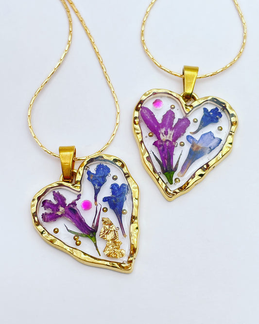 Bespoke customised heart pendant necklace with flowers