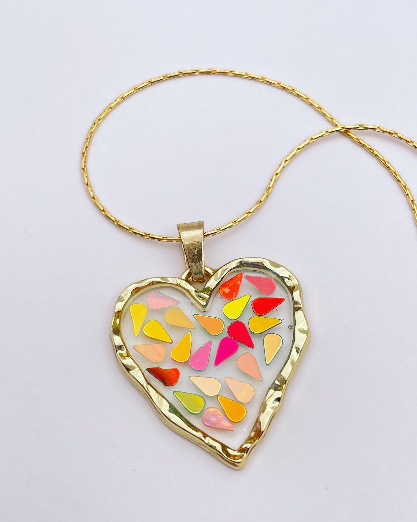 Disco heart pendant necklace plated in real gold