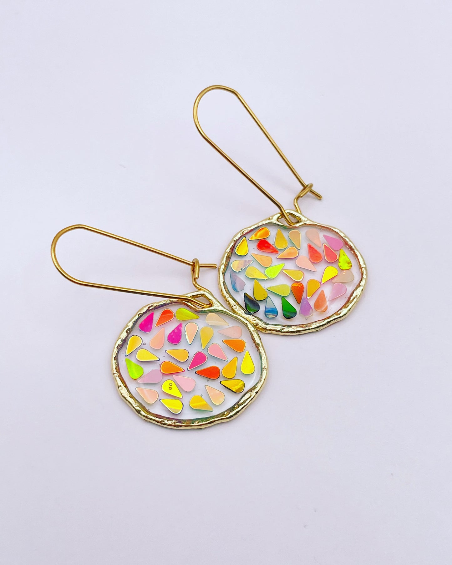 Small disco dangle earrings plated in real gold
