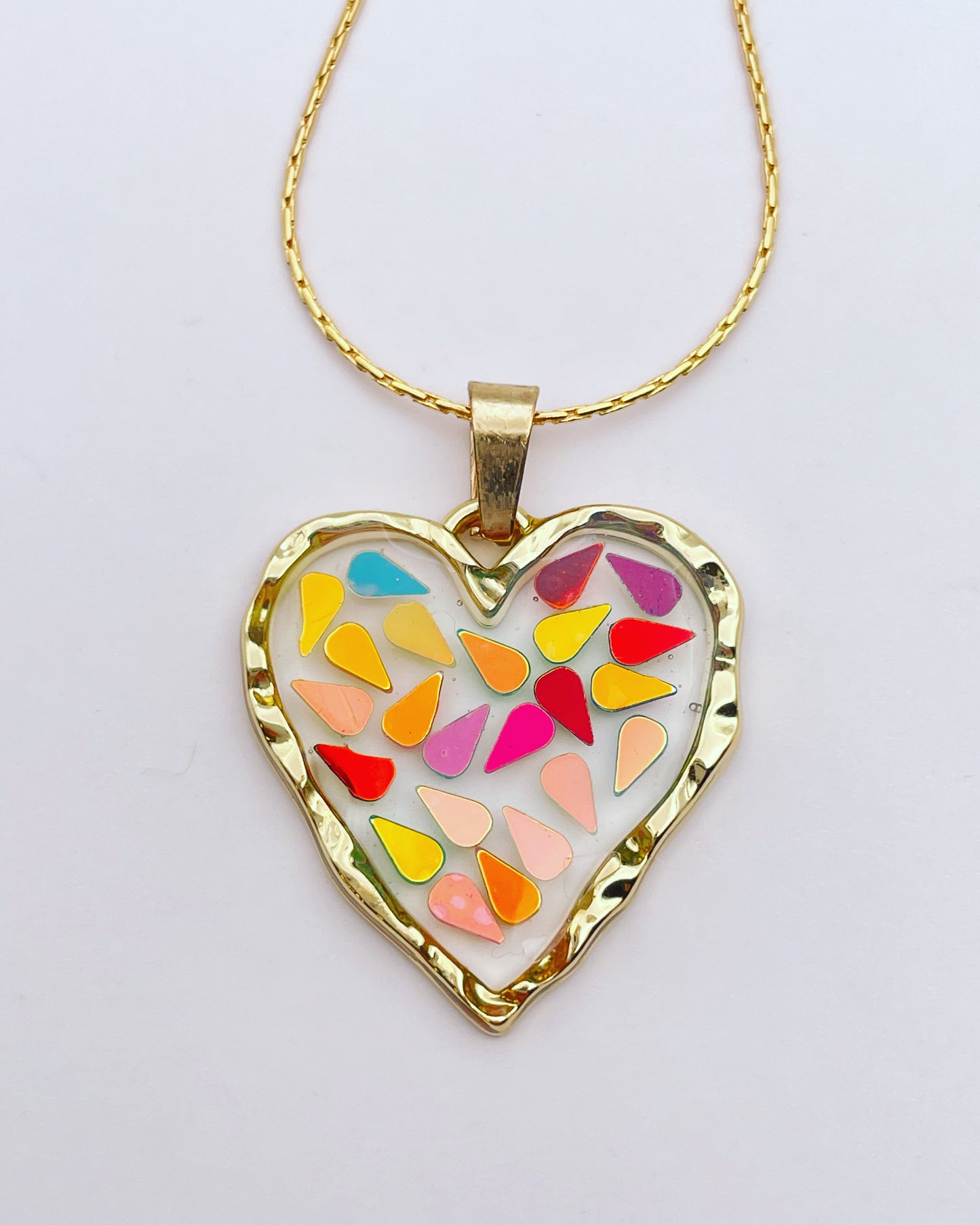Disco heart pendant necklace plated in real gold
