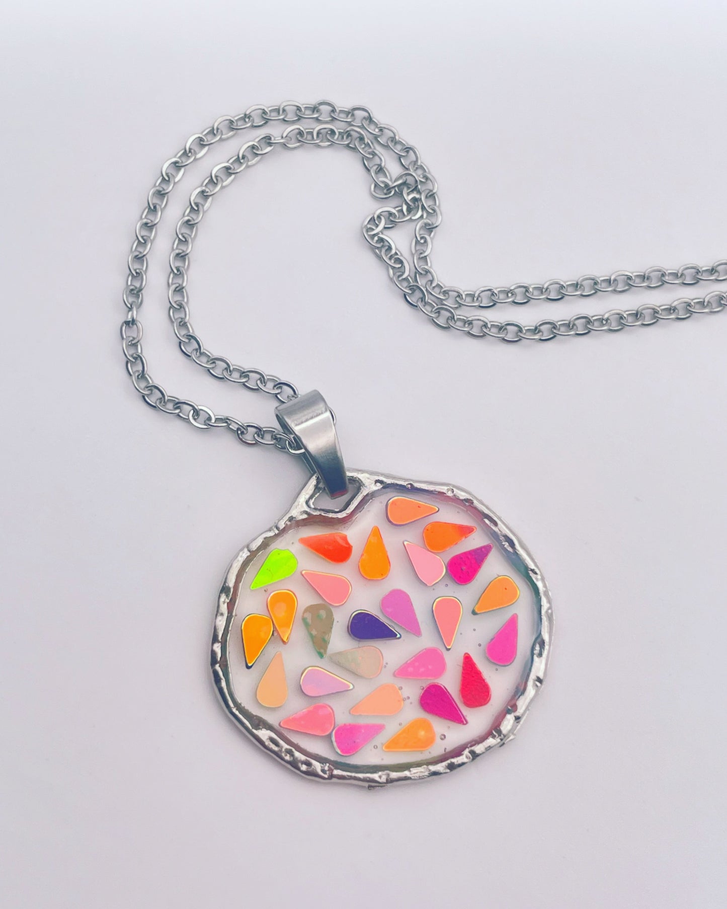 Small disco pendant necklace plated in real gold