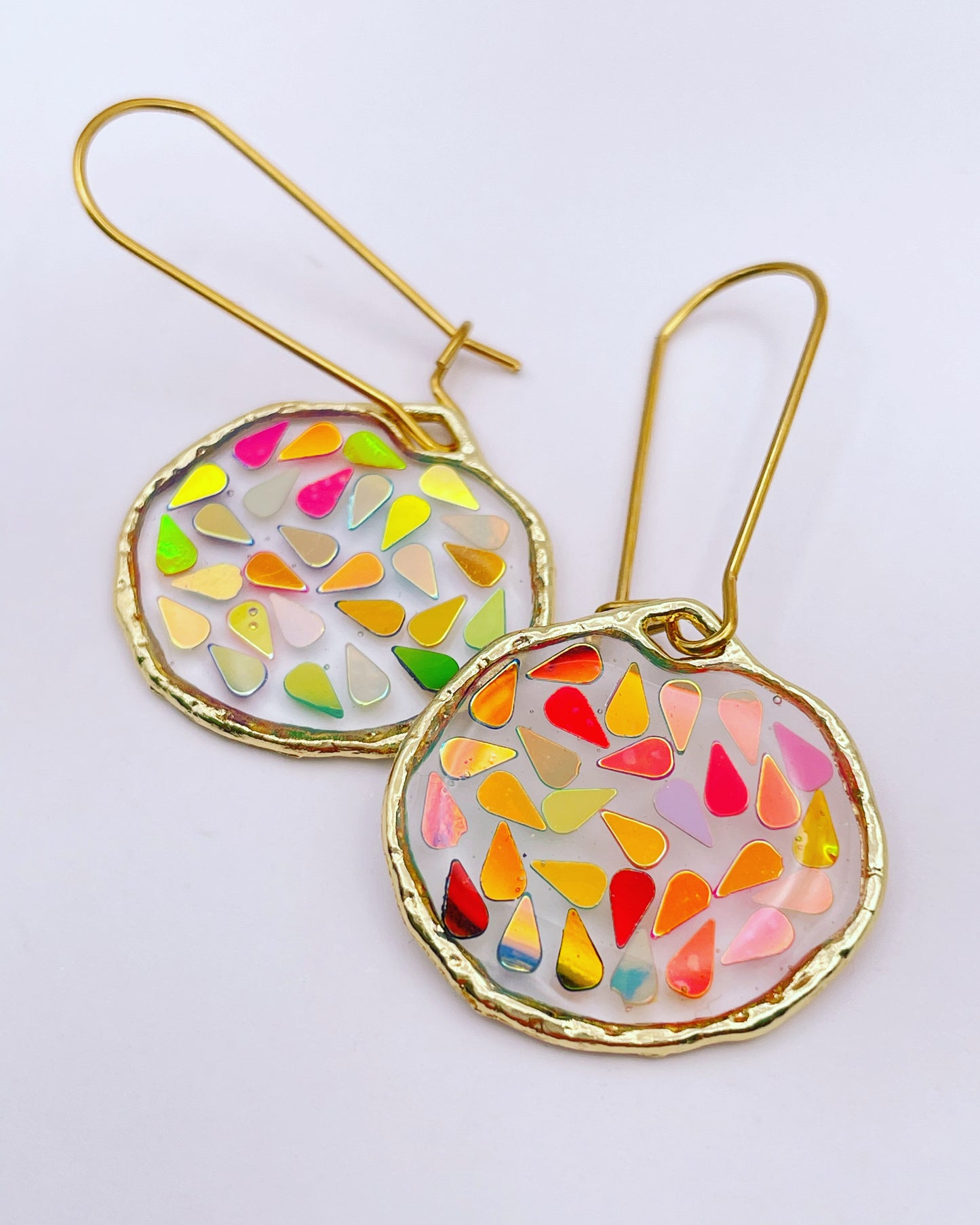 Small disco dangle earrings plated in real gold