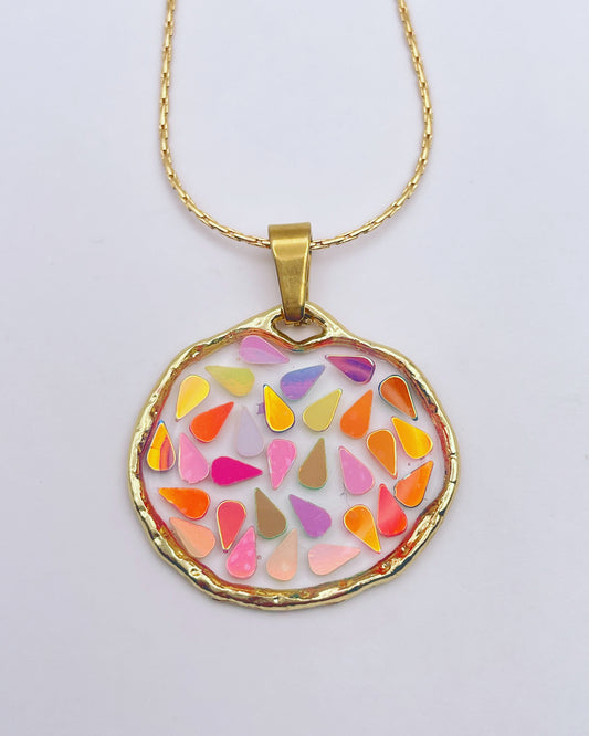 Small disco pendant necklace plated in real gold