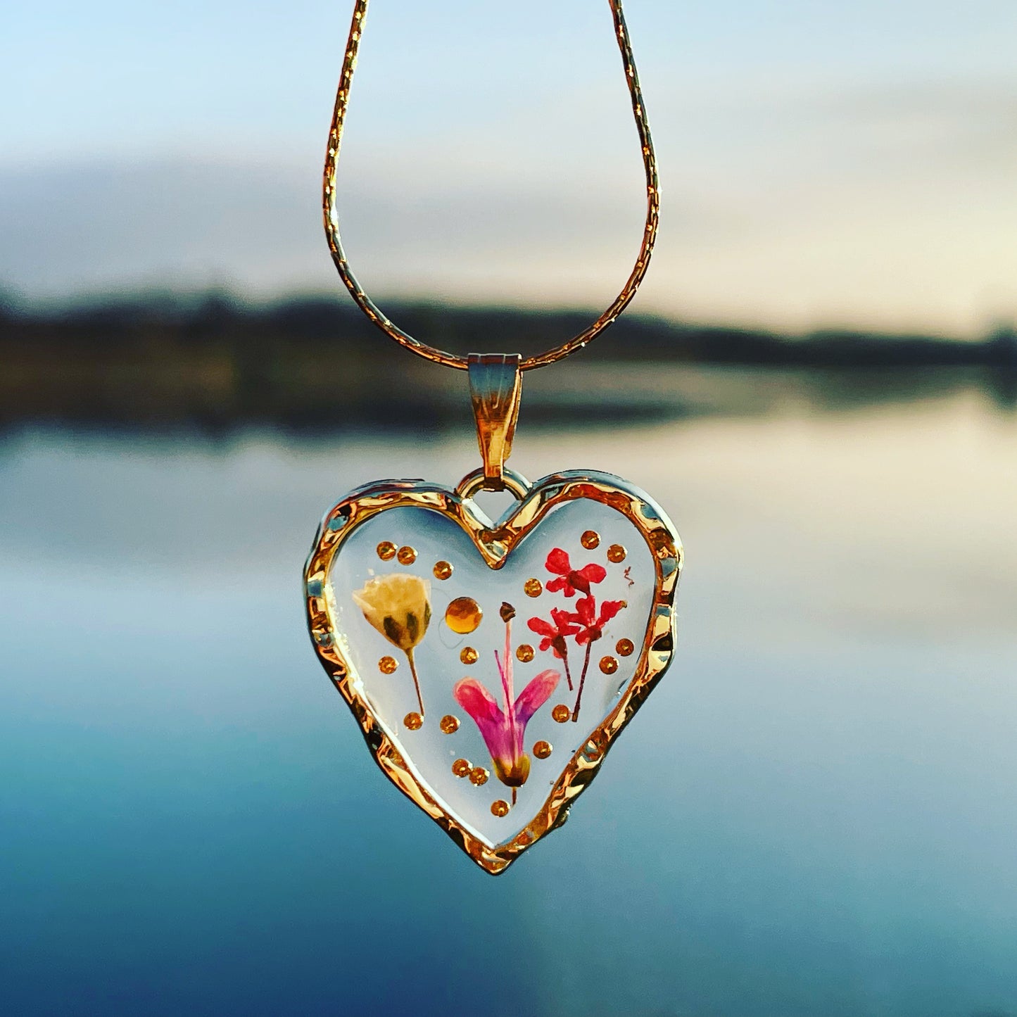 Bespoke customised heart pendant necklace with flowers