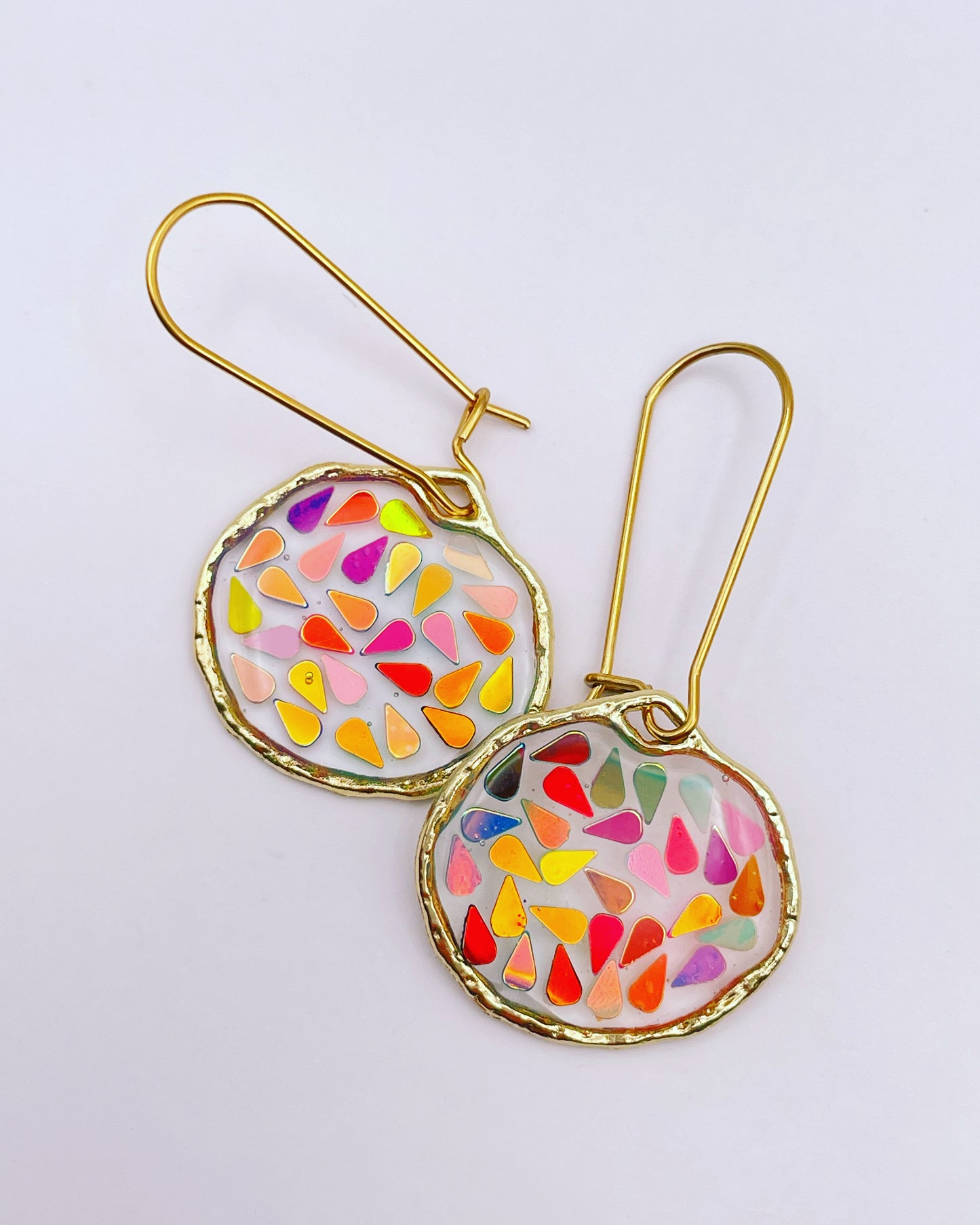 Small disco dangle earrings plated in real gold