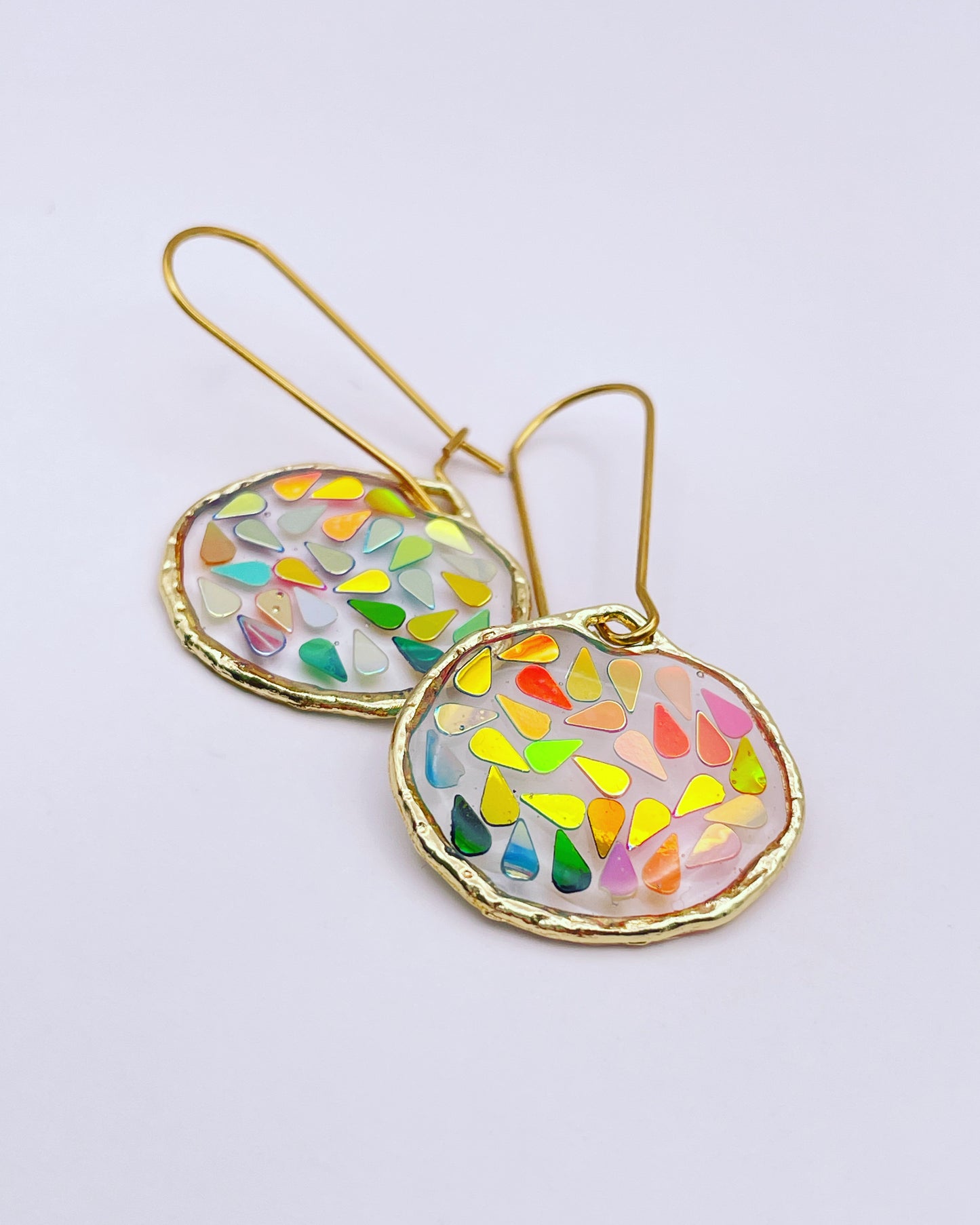 Small disco dangle earrings plated in real gold