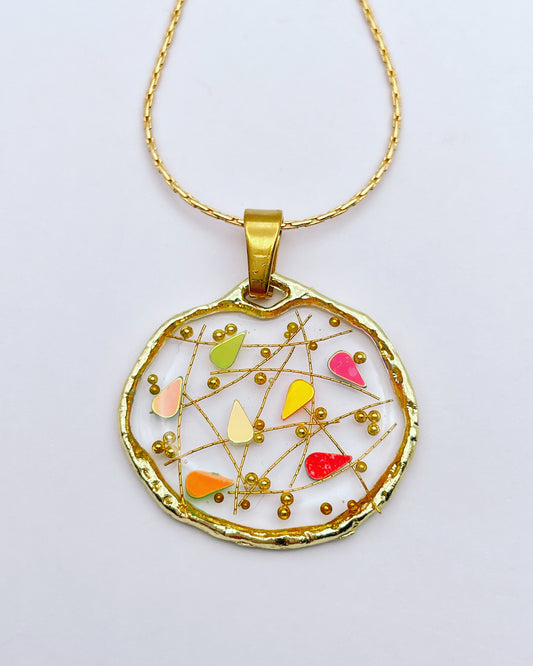 Small disco pendant necklace in gold or silver