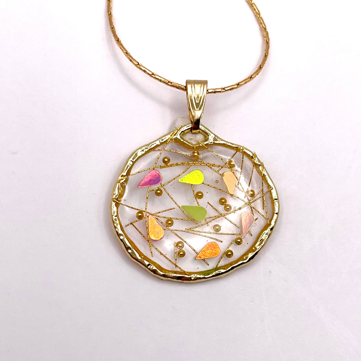 Small disco pendant necklace in gold or silver