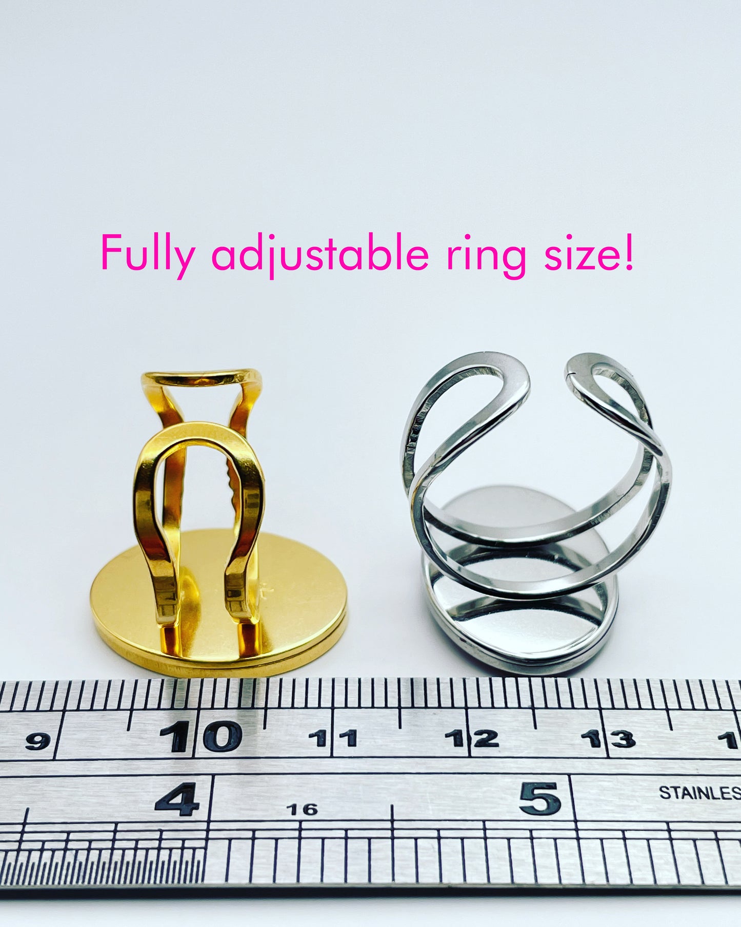 Cocktail disco ring with colourful sparkles in 16 or 20mm