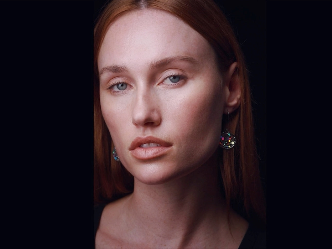 Small disco earrings with holographic silver sparkles