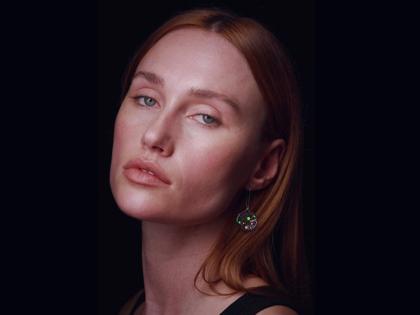 Small disco earrings with holographic silver sparkles