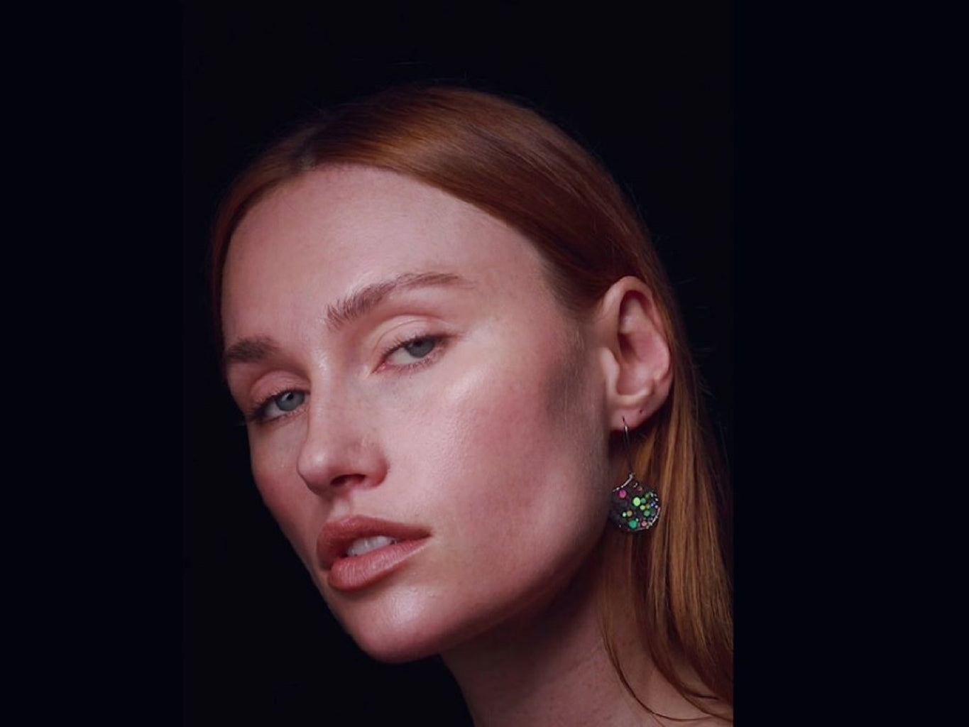 Small disco earrings with holographic silver sparkles