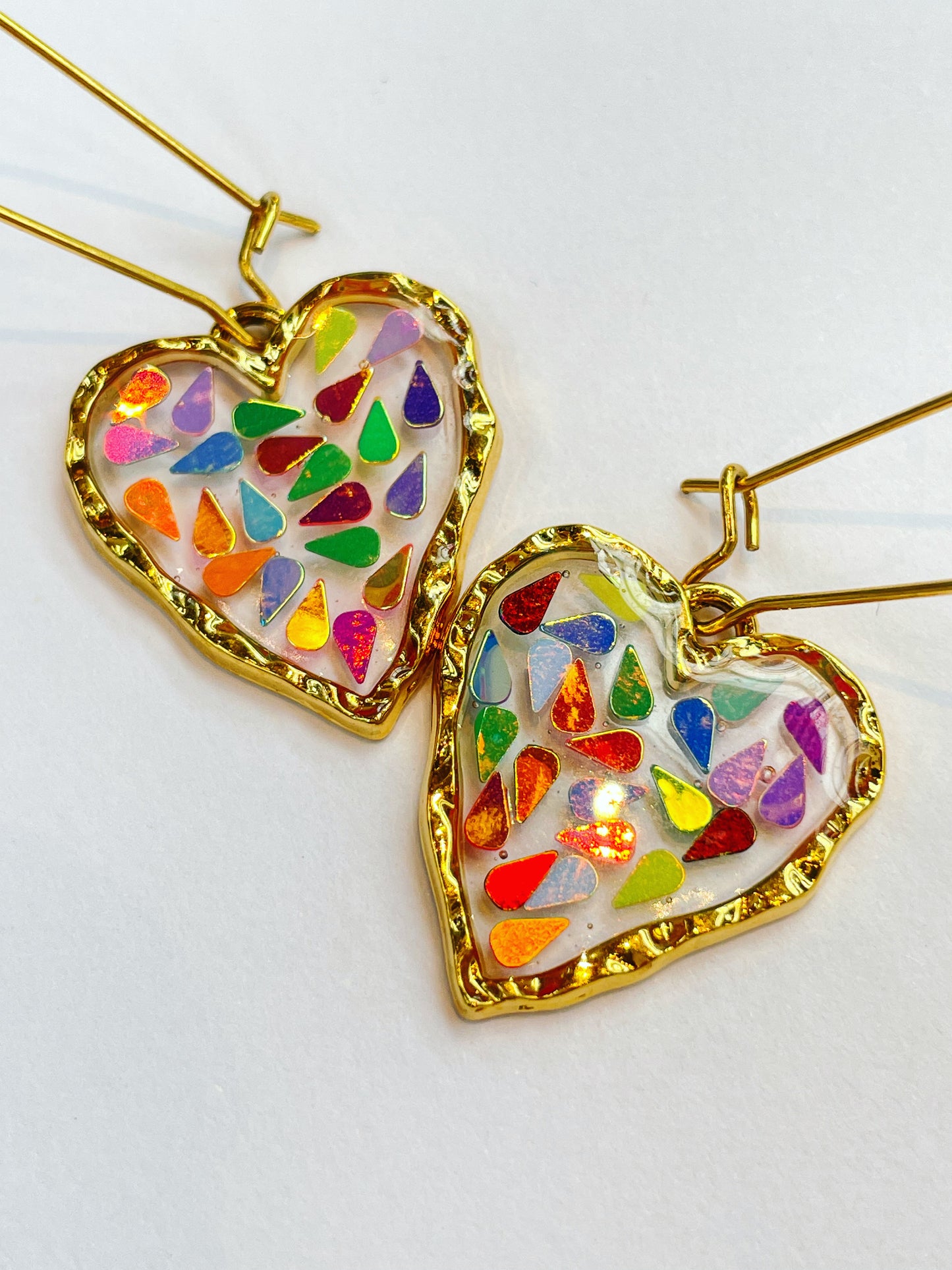 Disco heart dangle earrings plated in real gold