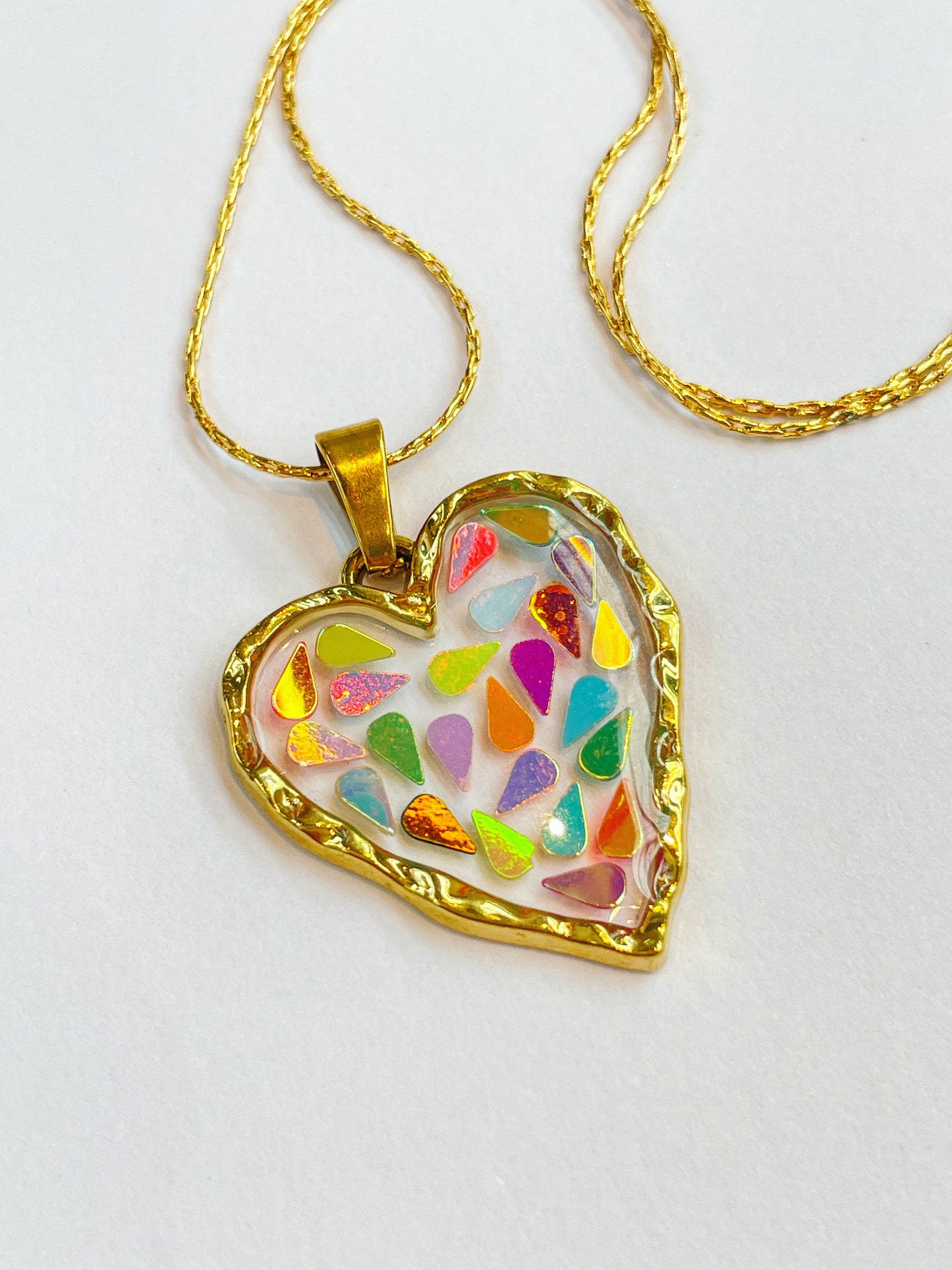 Disco heart pendant necklace plated in real gold