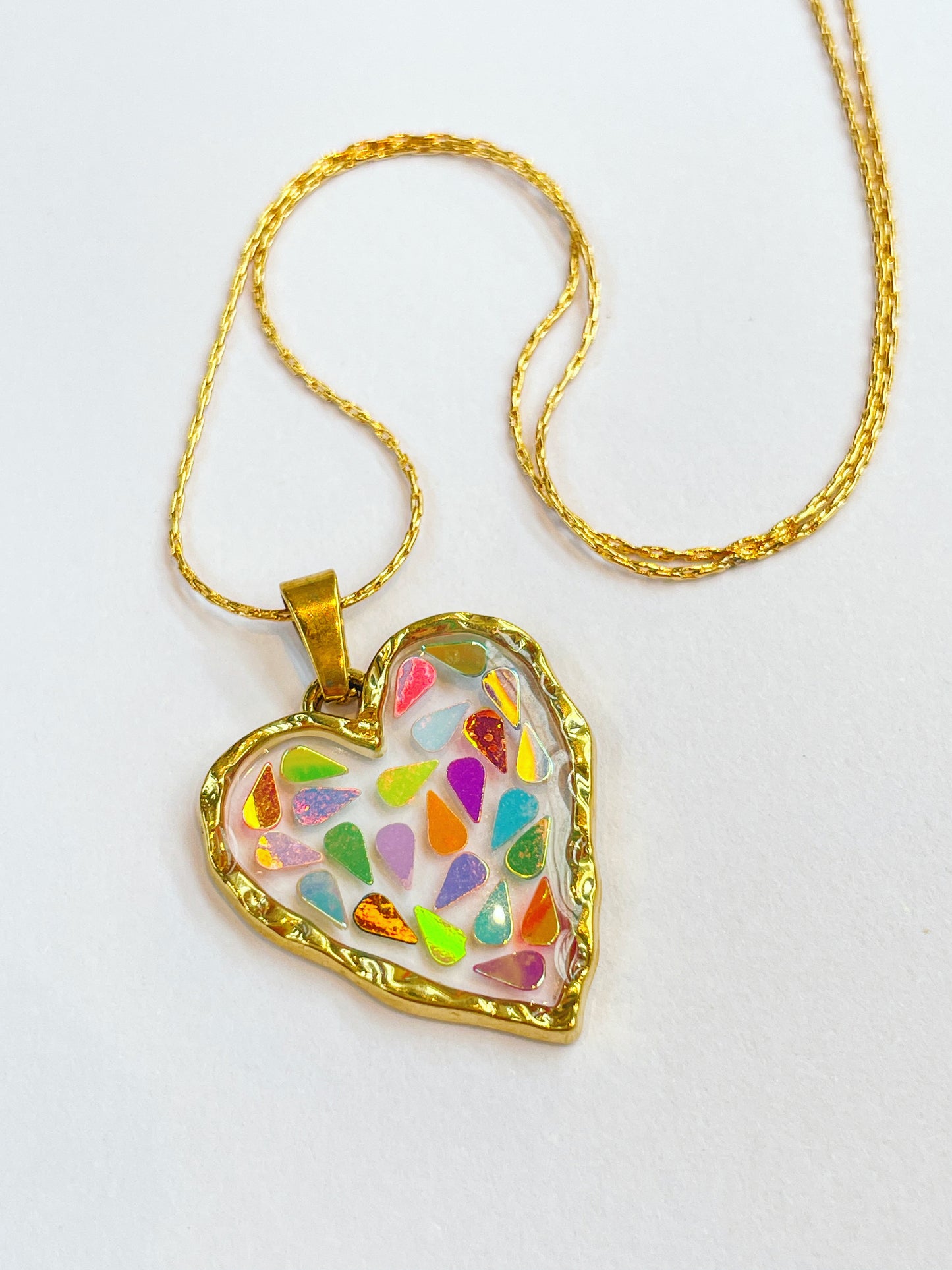 Disco heart pendant necklace plated in real gold