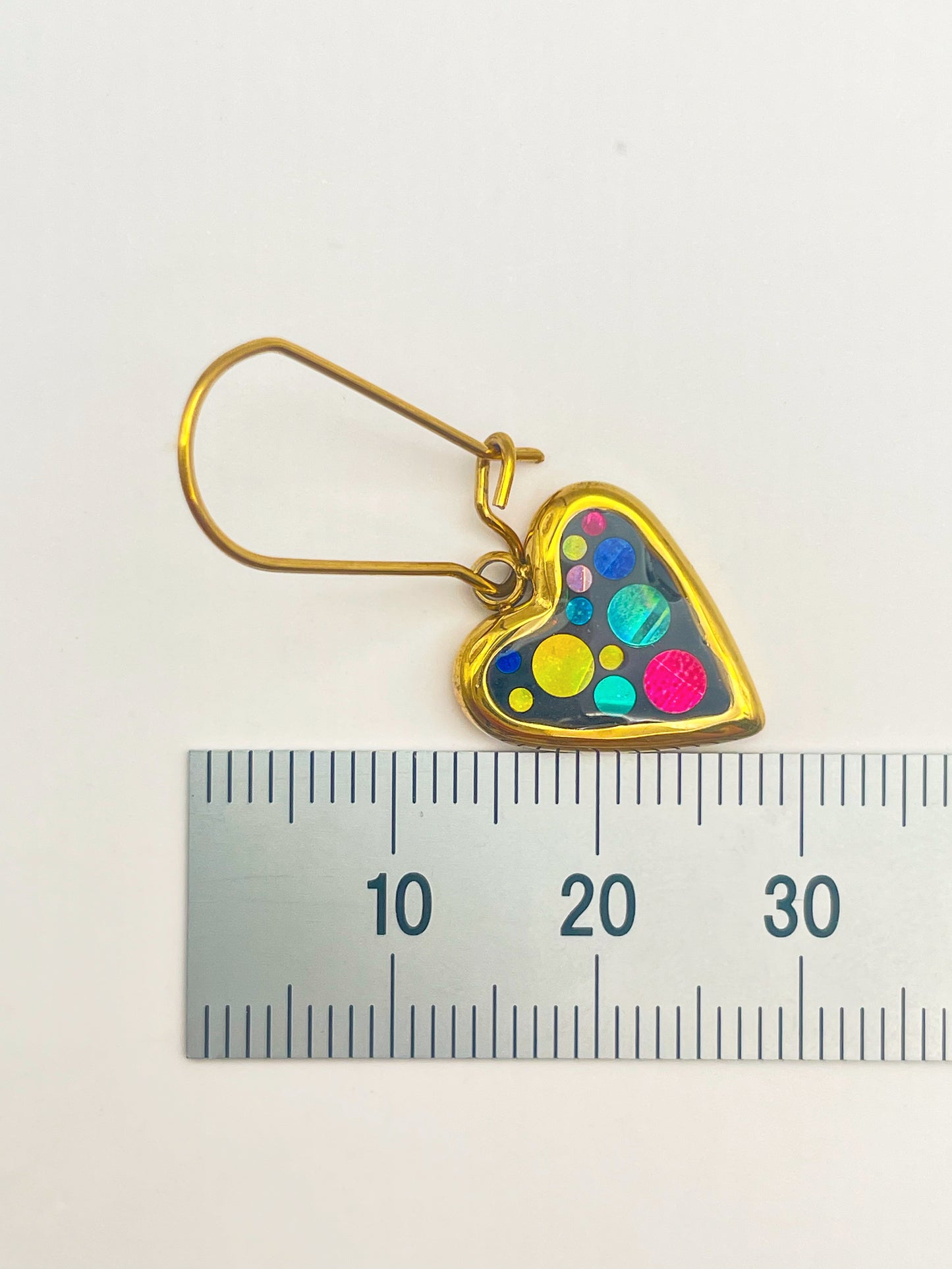 Mini Disco Heart Earrings Handmade With Colourful Sparkles