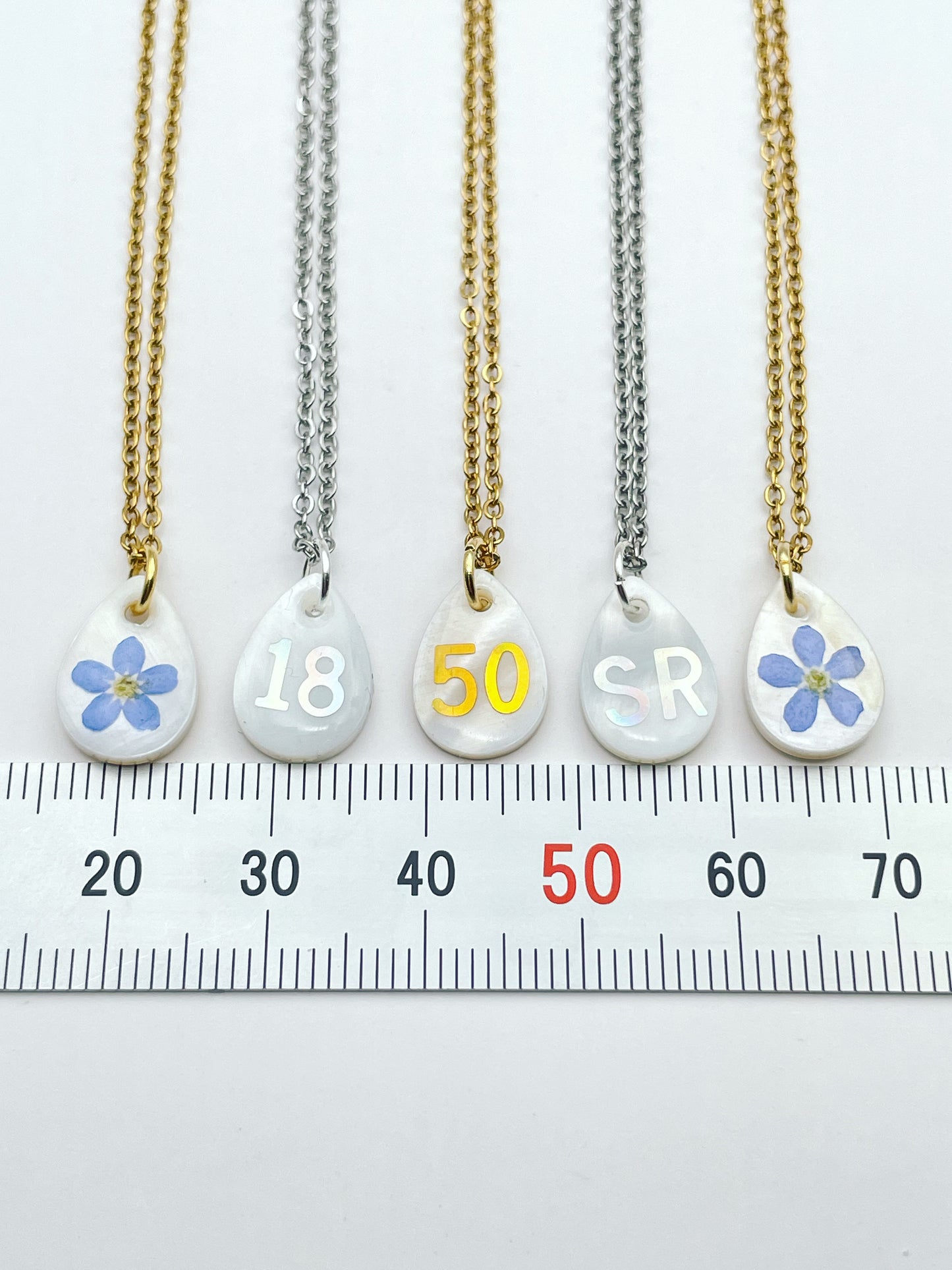 Personalised Necklace Double Sided With Forgetmenot And Letters