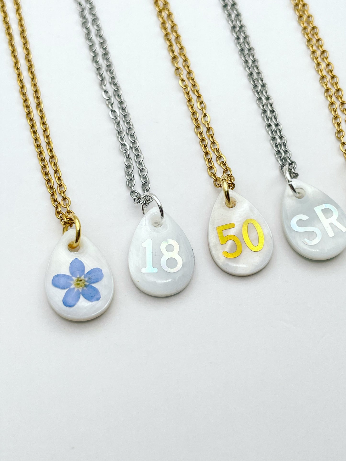 Personalised Necklace Double Sided With Forgetmenot And Letters