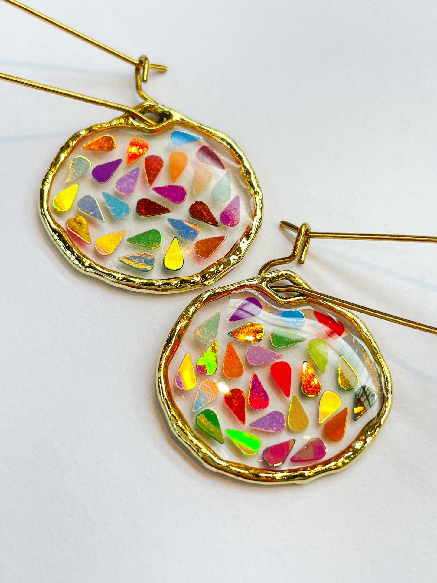Small disco dangle earrings plated in real gold