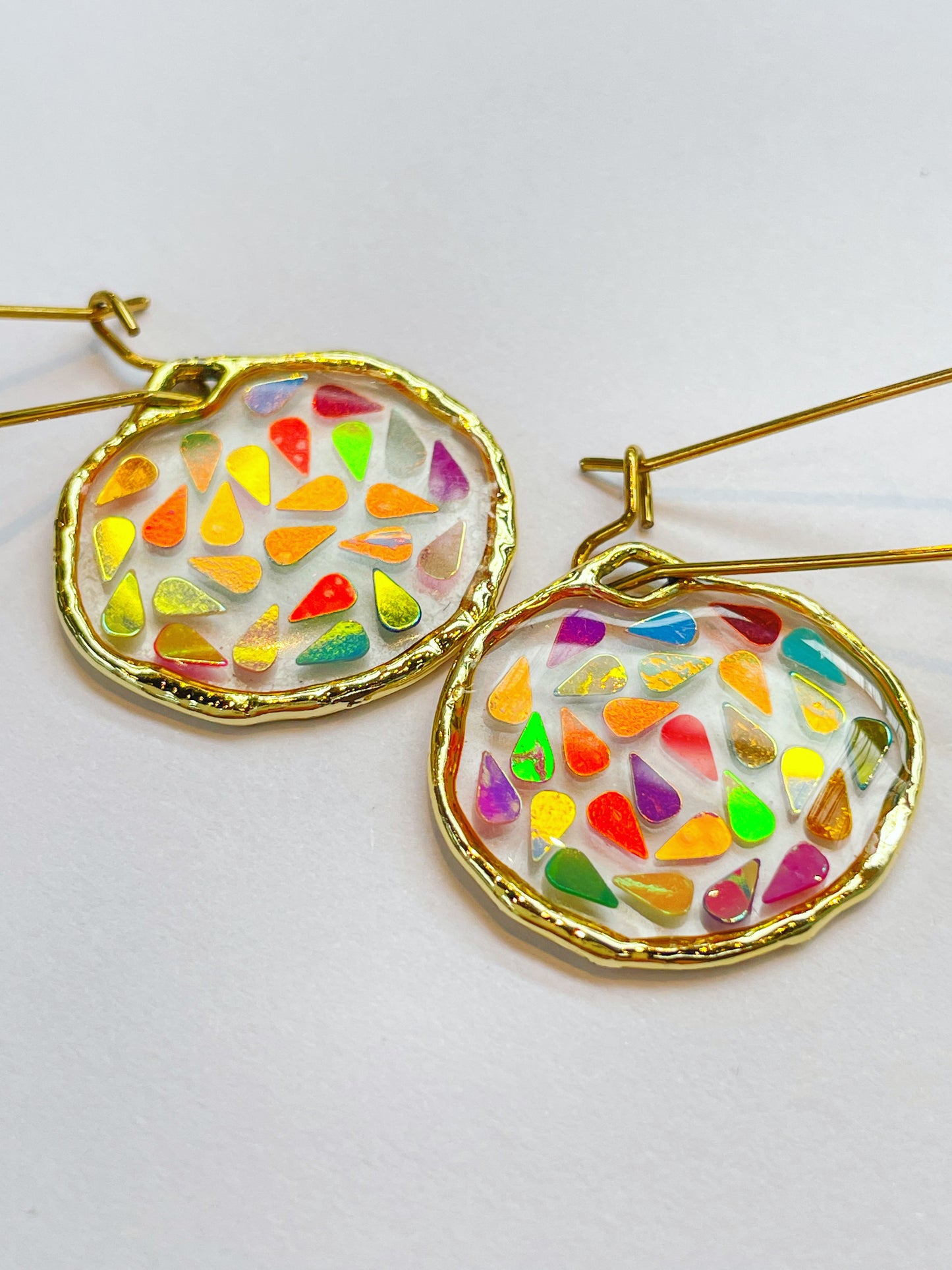 Small disco dangle earrings plated in real gold