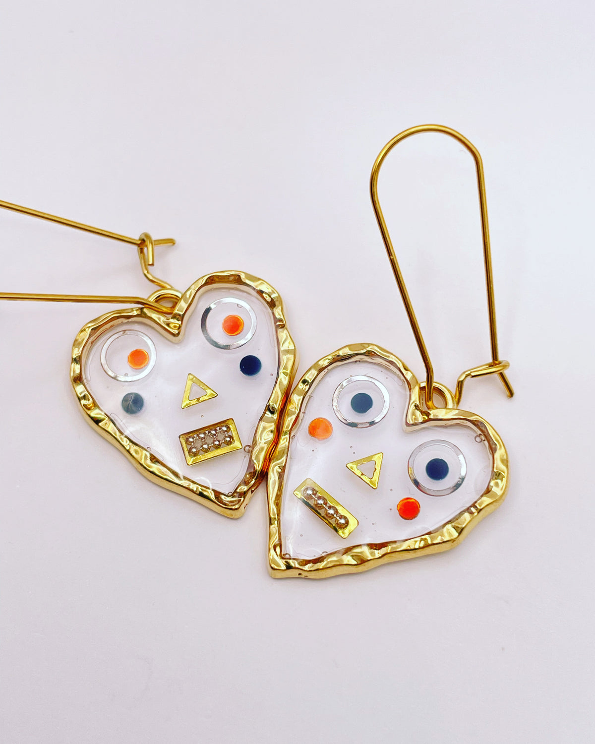 Boucles d'oreilles pendantes cœurs robots mignons
