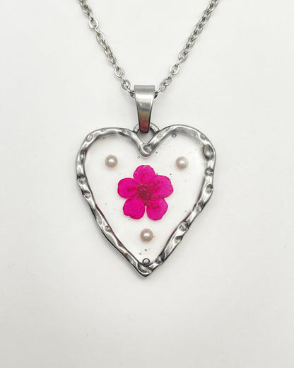 Bespoke customised heart pendant necklace with flowers