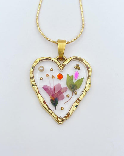 Bespoke customised heart pendant necklace with flowers