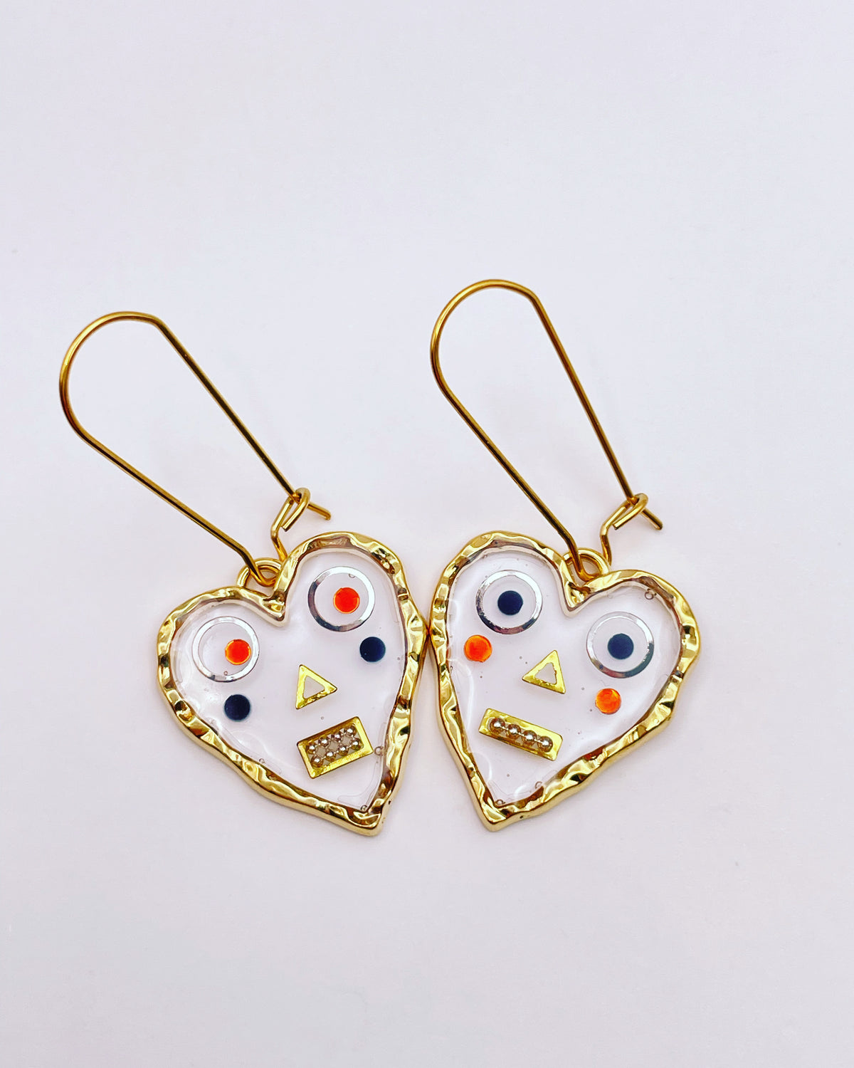 Boucles d'oreilles pendantes cœurs robots mignons