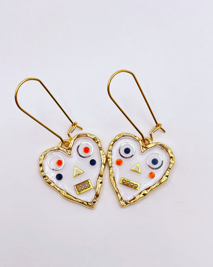 Boucles d'oreilles pendantes cœurs robots mignons