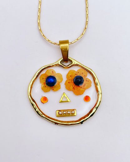 Boucles d'oreilles robots souriants mignons faits à la main avec des fleurs