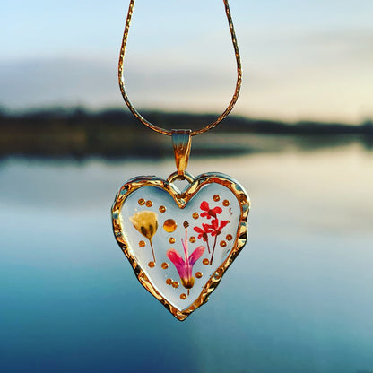 Bespoke customised heart pendant necklace with flowers
