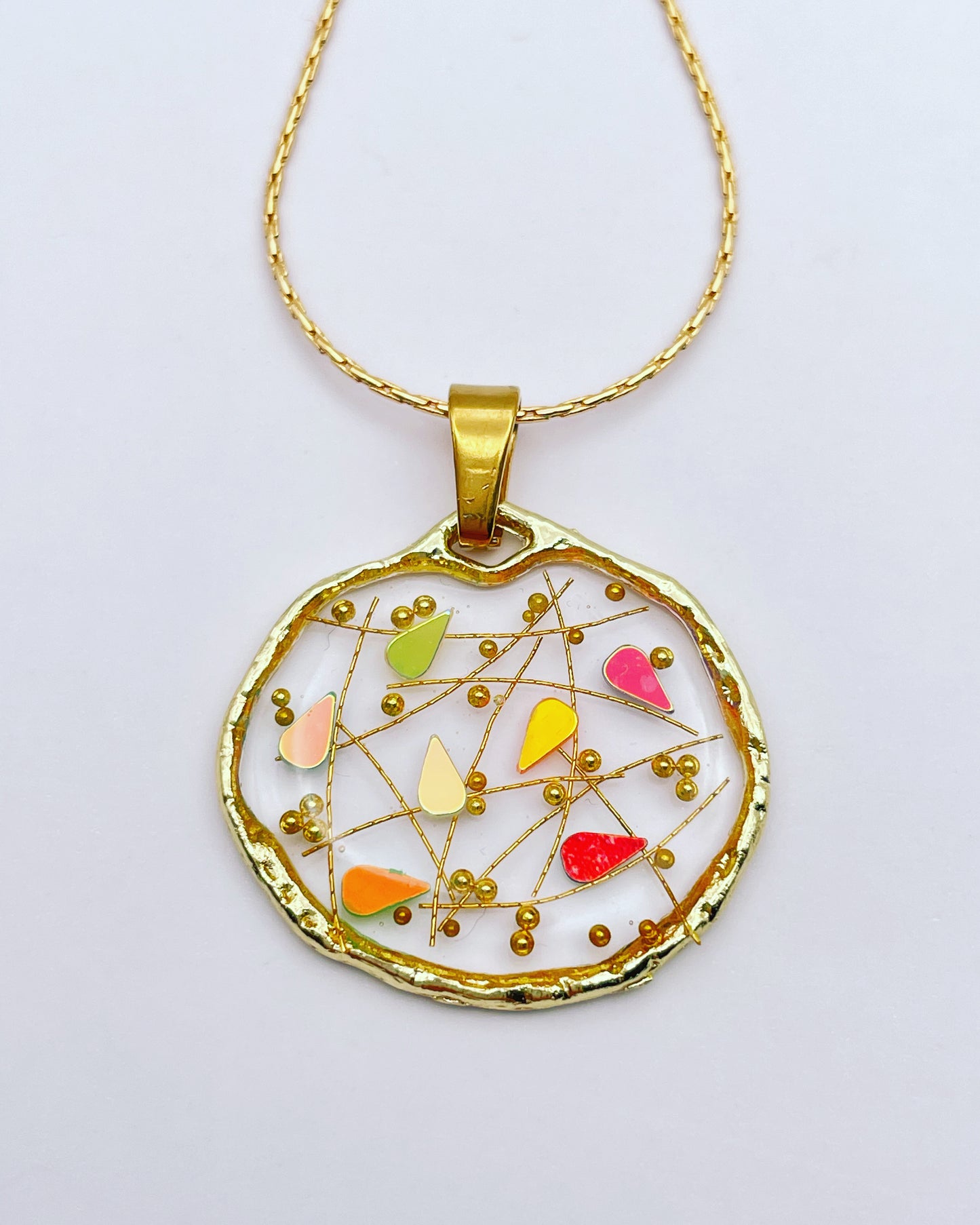 Sparly disco pendant necklace in gold or silver