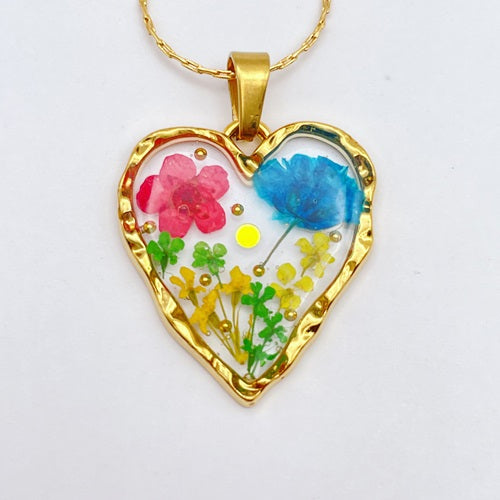 Bespoke customised heart pendant necklace with flowers