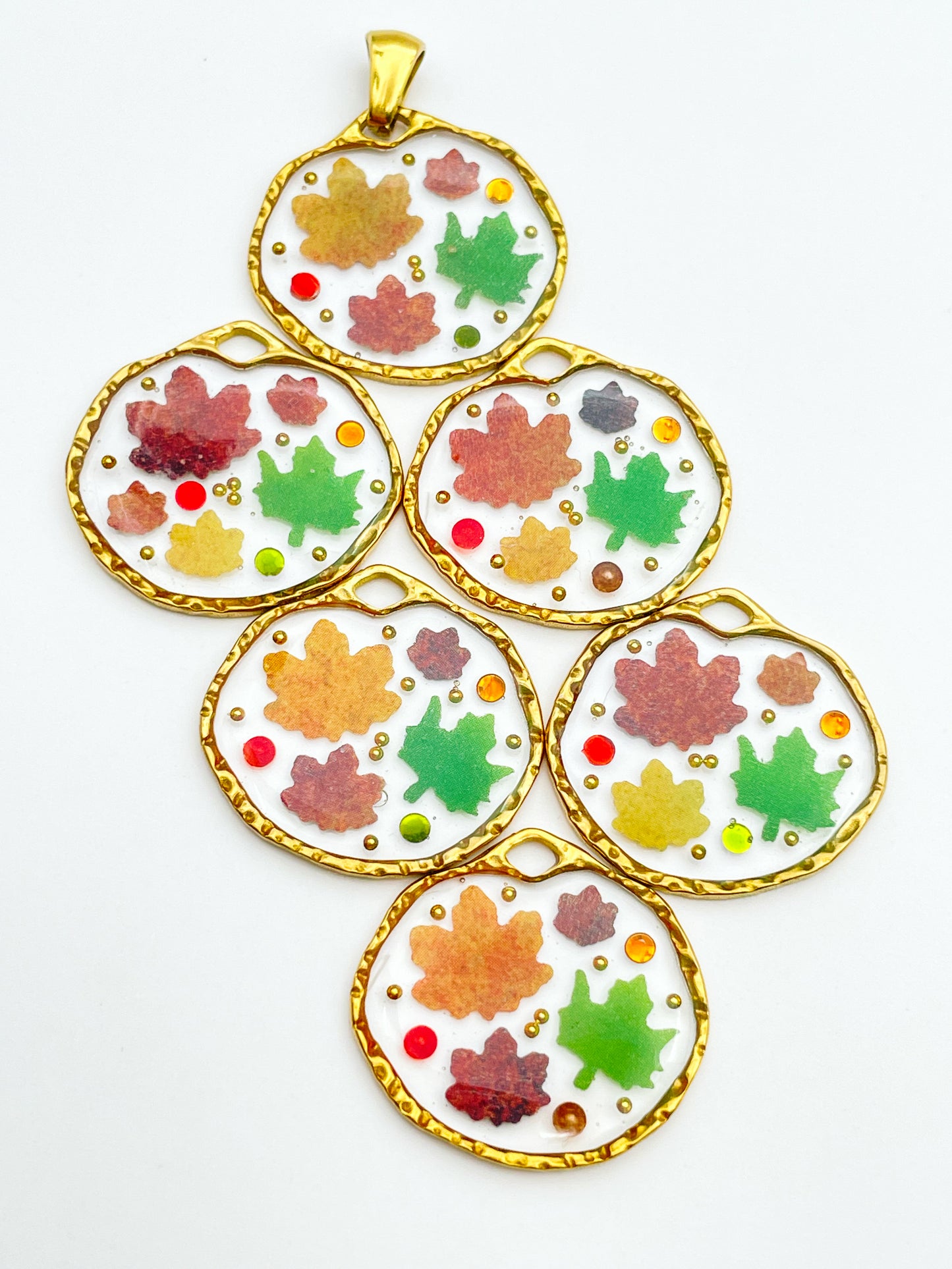 Autumn fall earrings with mini leaves
