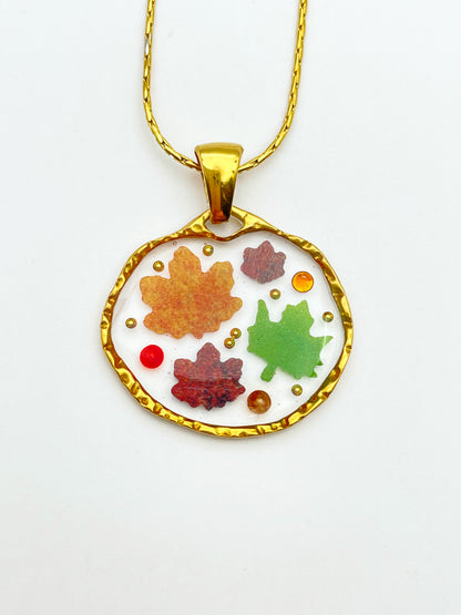 Autumn fall earrings with mini leaves