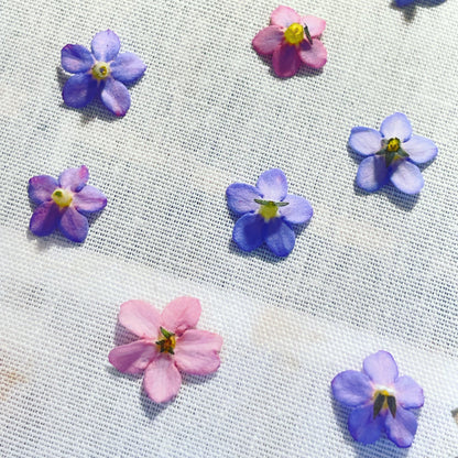 Pendant necklace with daisy and forget me not flowers