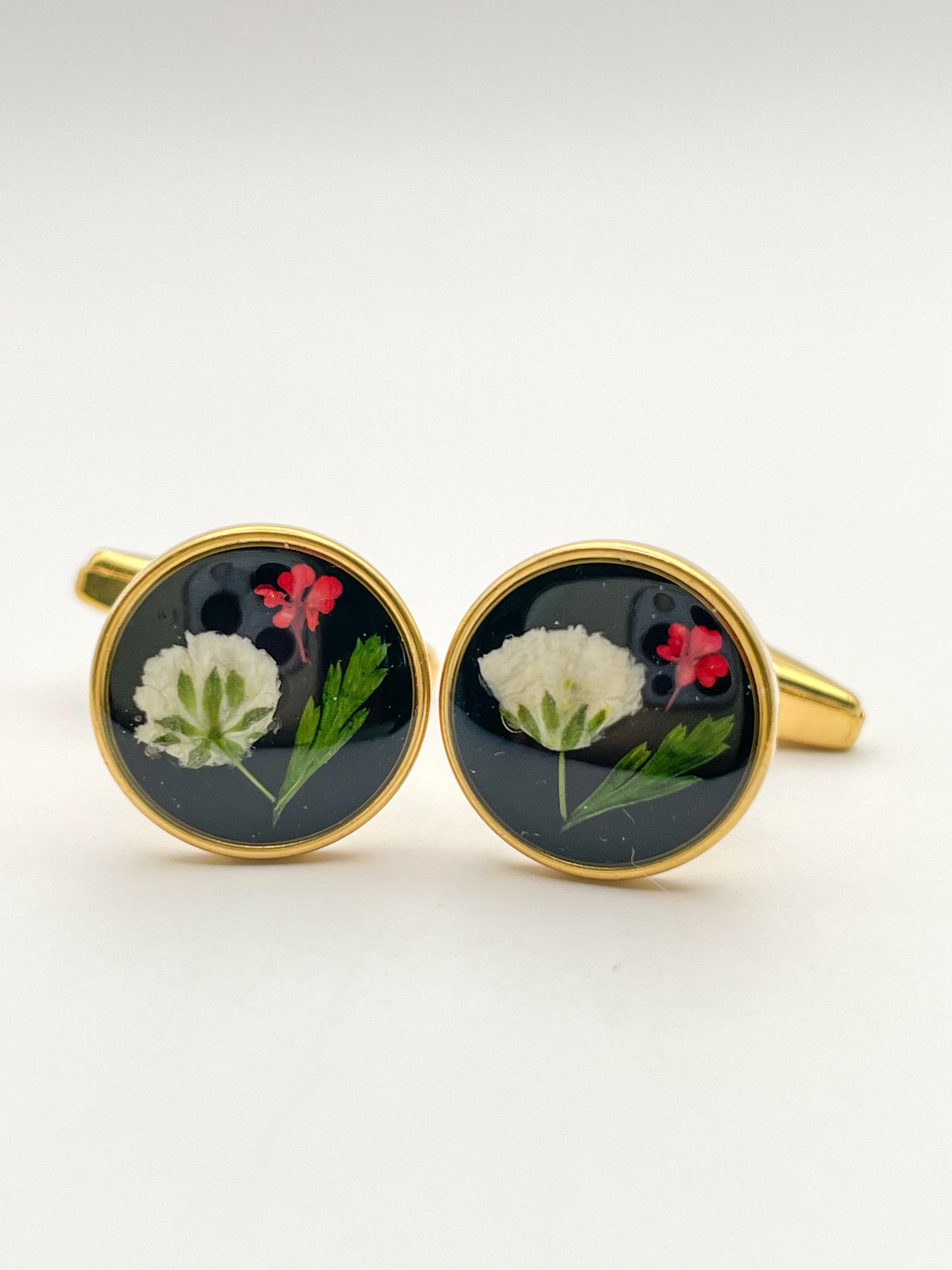 Manschettenknöpfe mit Schleierkrautblüten in 12mm